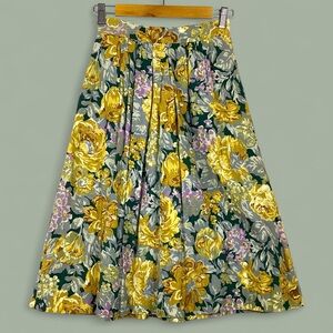 VTG 70s Floral Pleated Midi Skirt
